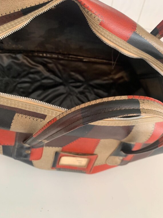 Vinyl Patchwork Duffel Bag Overnight Luggage - image 8