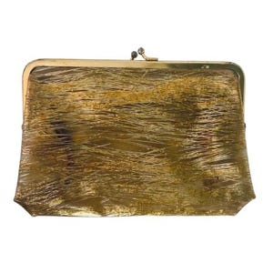 Gold Confetti Vinyl Clutch Purse Cosmetic Case