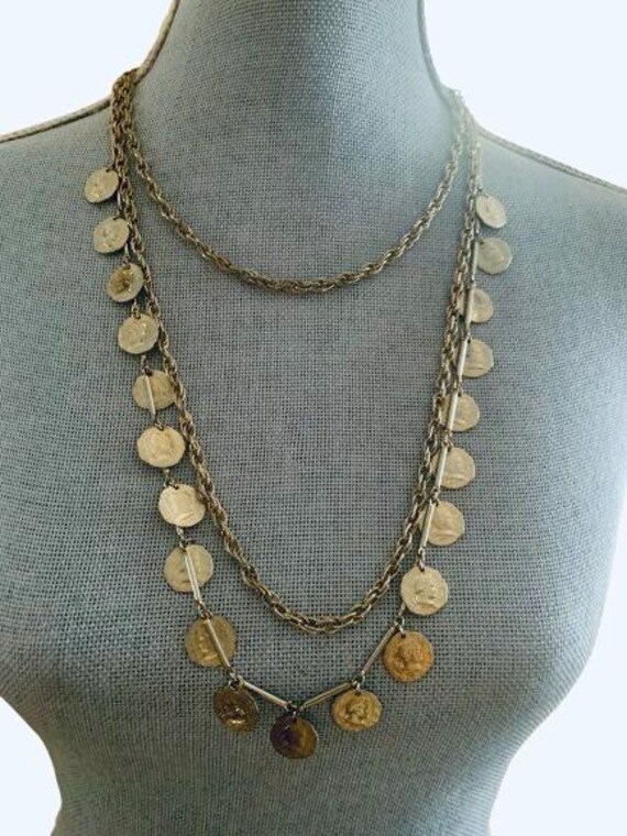 Multichain Emperor Coin Medallion Necklace