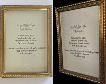 1960s Gold Table Frame Beatles Song P.S. I Love You