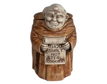 1960er Jahre Sammler Keksdose Vintage Treasure Craft Friar Tuck Du sollst nicht stehlen Rolle