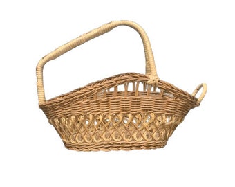 1960s Wicker Wine Bottle Basket