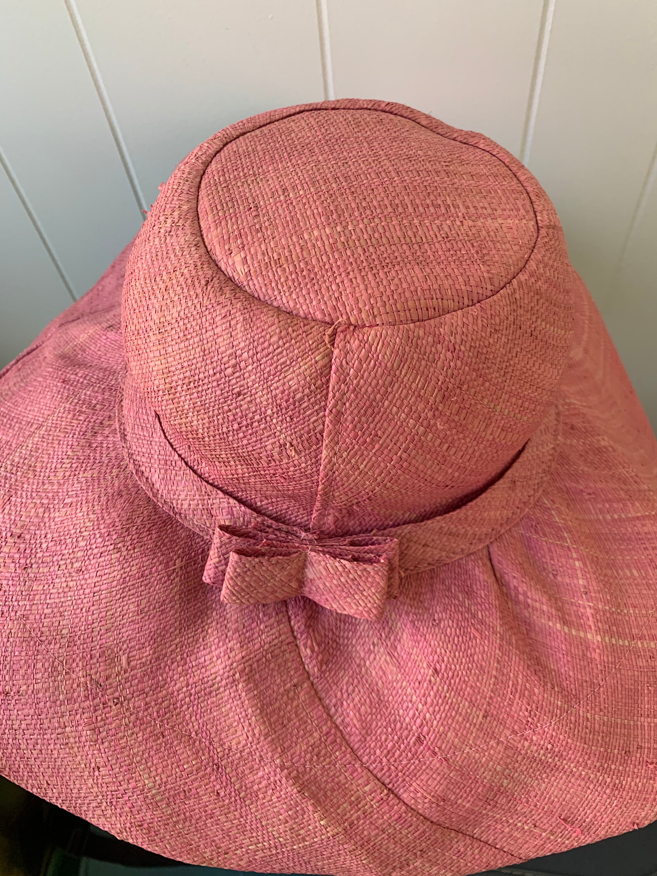 Pink floppy straw hat vintage but like new Pink Straw Floppy Summer Hat // Wide Brimmed Vintage Sunhat  main image 3