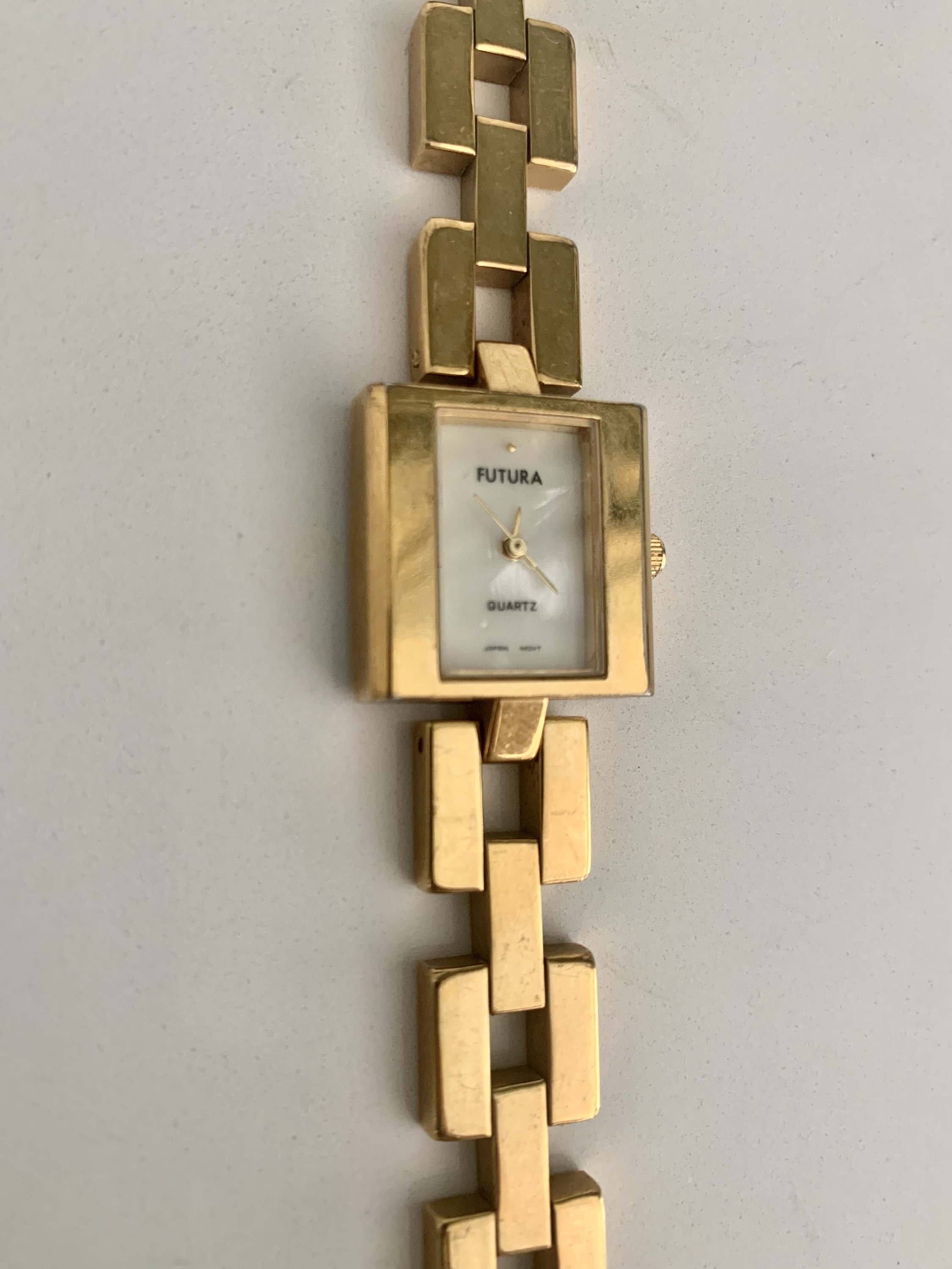 Chunky Gold Link Bracelet Wristwatch // Vintage Ladies Watch