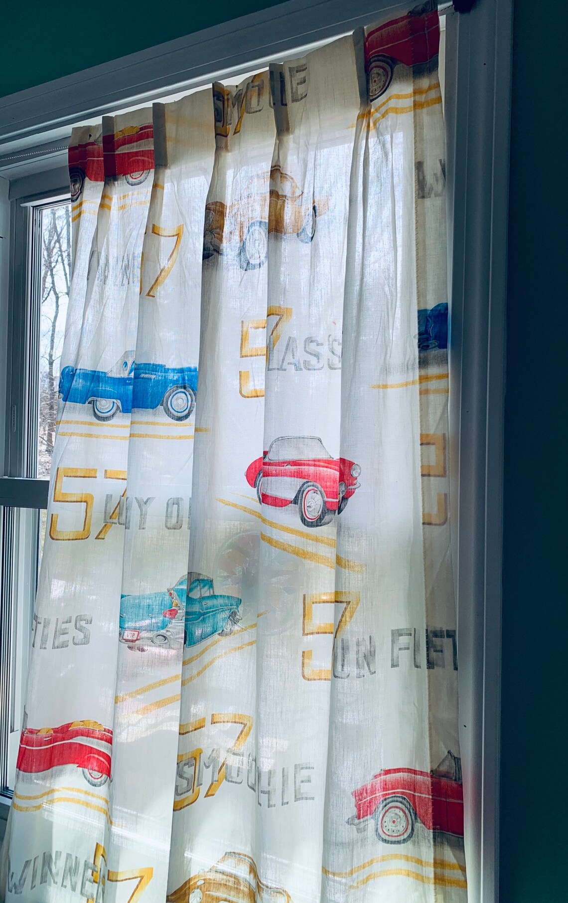 Classic Vintage Cars Curtain Drapes Set of 4 Panels 1960s Etsy