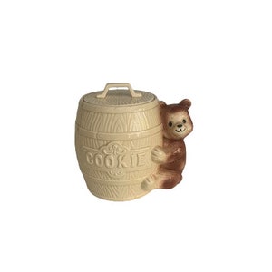 Ceramic Bear and Barrel Cookie Jar Made in Japan
