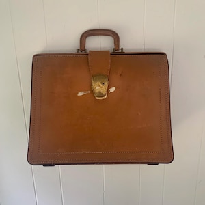 1960s Leather School Bag Briefcase Attache Vintage Stebco Top Grain Cowhide