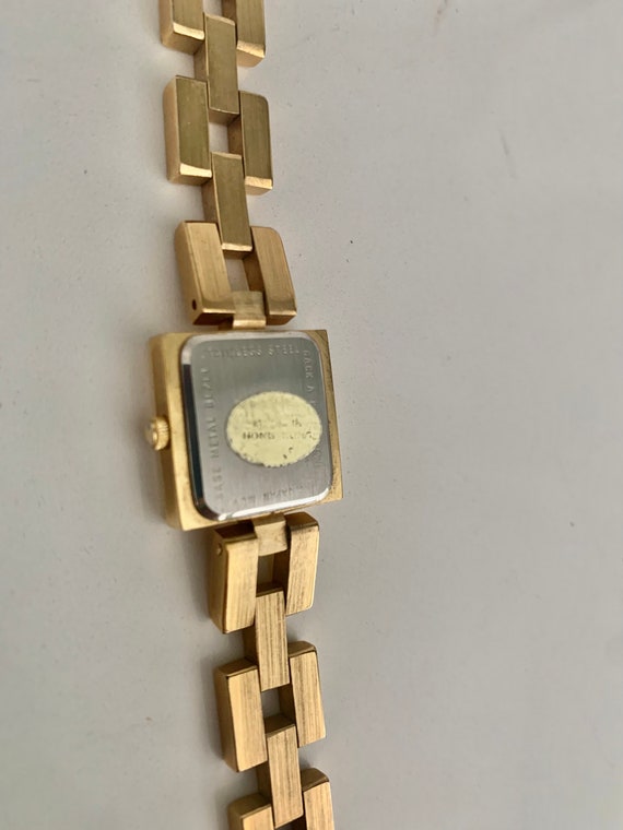 Chunky Gold Link Bracelet Wristwatch // Vintage L… - image 9