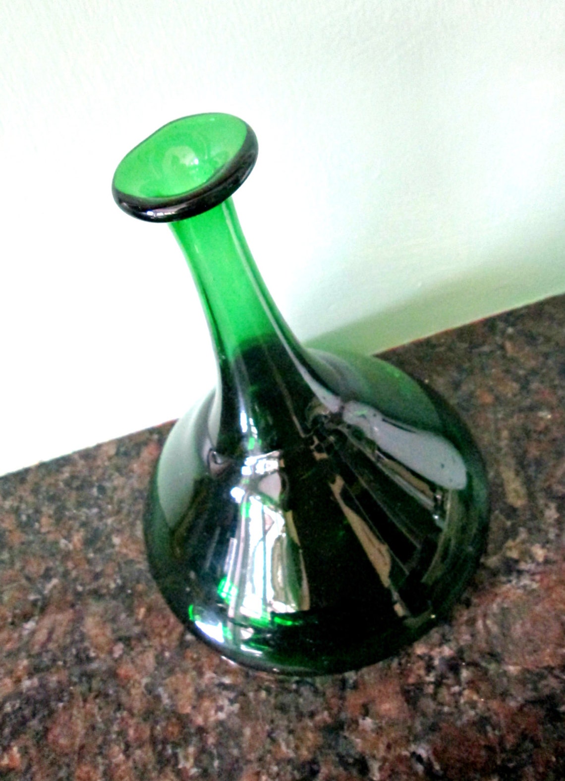 1970s Green Glass Vase Wine Decanter Handblown Chet Cole Etsy