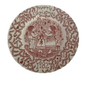 Staffordshire Christmas Transferware Round Plate