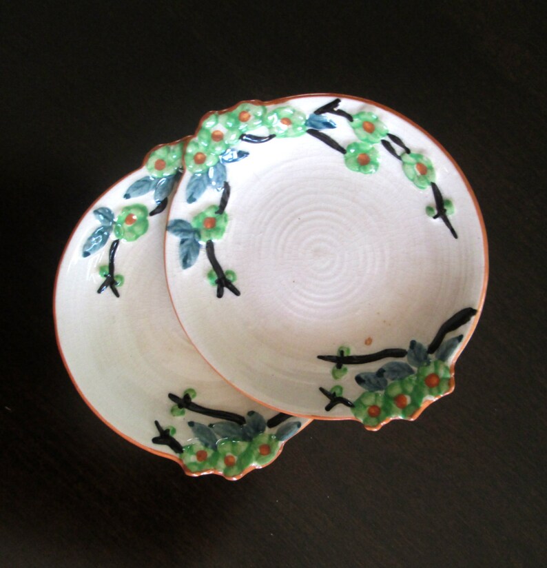 Majolica Made in Japan Plates Set of 2 Vintage 1950s 6 Inch Etsy