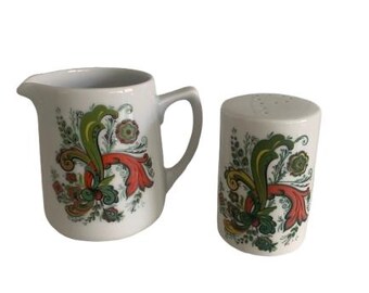Scandinavian Floral Folk Art Creamer Pepper Shaker Set