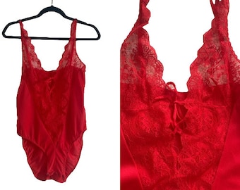 Formfit Lingerie Red Lace Teddy Bodysuit