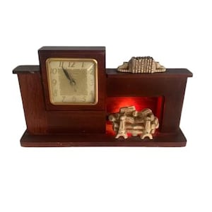 1950s Electric Fireplace Mantle Clock