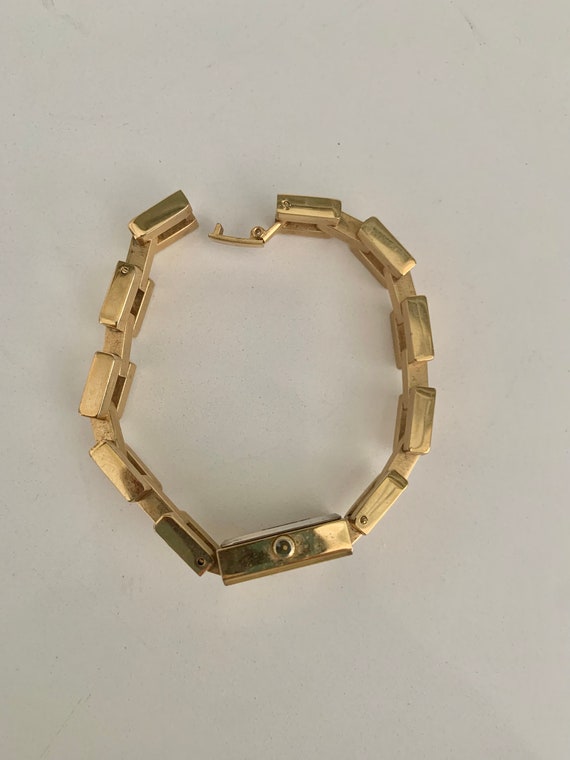 Chunky Gold Link Bracelet Wristwatch // Vintage L… - image 8