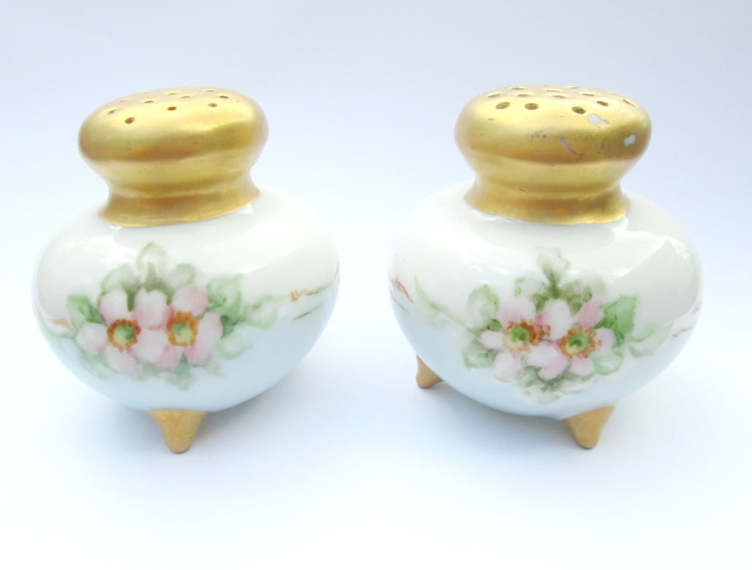 Vintage Antique Salt and Pepper Shakers Porcelain Hand Painted Etsy