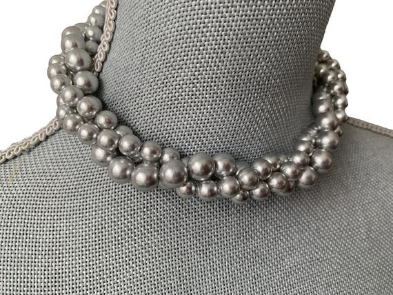 Gray Triple Strand Pearl Choker - Etsy