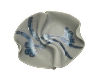 Canadian Hillborn Art Pottery Dish // Blue Gray Modern Ceramic Decor