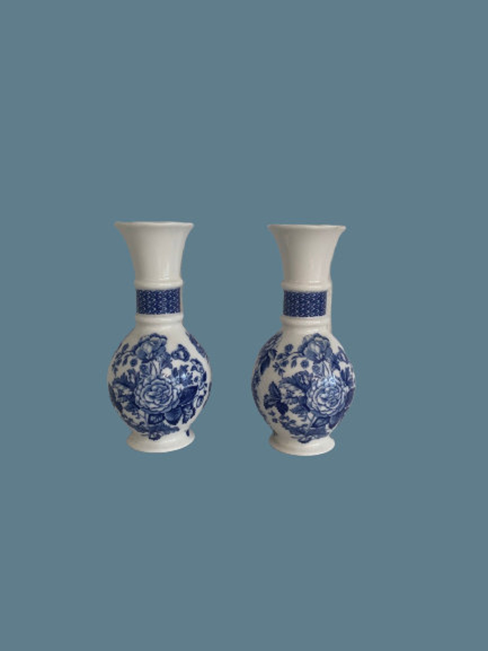 Spode Blue and White Vases Set of 2 // Contemporary Vintage Etsy