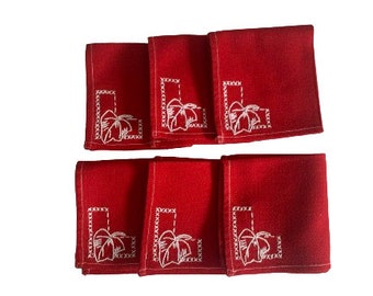 Red Cotton Embroidered Cocktail Napkins