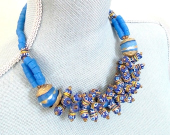 Tribal Clay Glass Bead Choker Necklace African Nubian Princess