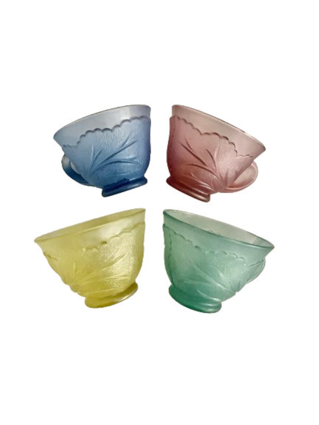 Art Deco Pastel Glass Tea Coffee Cups Vintage Kitchenware - Etsy