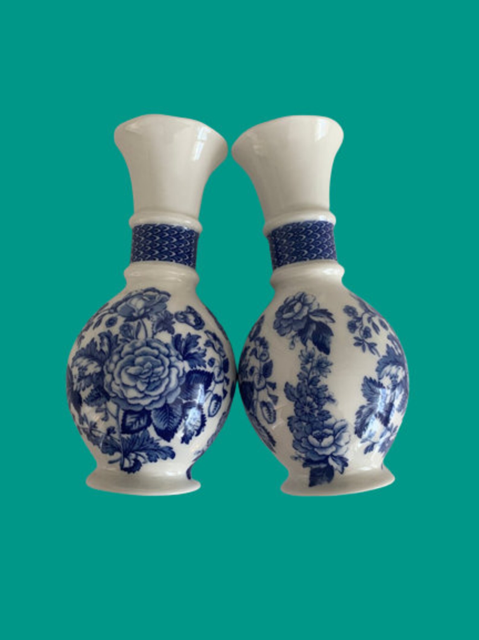 Spode Blue and White Vases Set of 2 // Contemporary Vintage Etsy