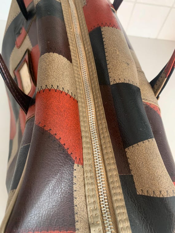 Vinyl Patchwork Duffel Bag Overnight Luggage - image 7