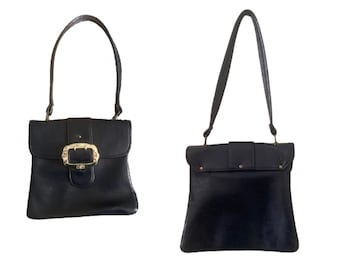 1970s Mod Handbag Navy Vegan Shoulder Bag