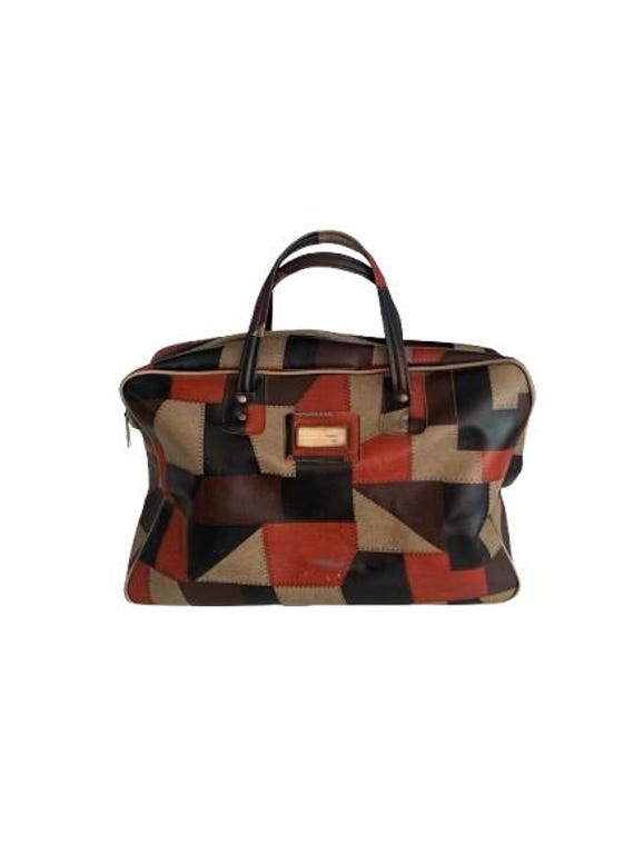 Vinyl Patchwork Duffel Bag Overnight Luggage - image 1