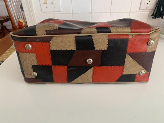 Vinyl Patchwork Duffel Bag Overnight Luggage - image 5