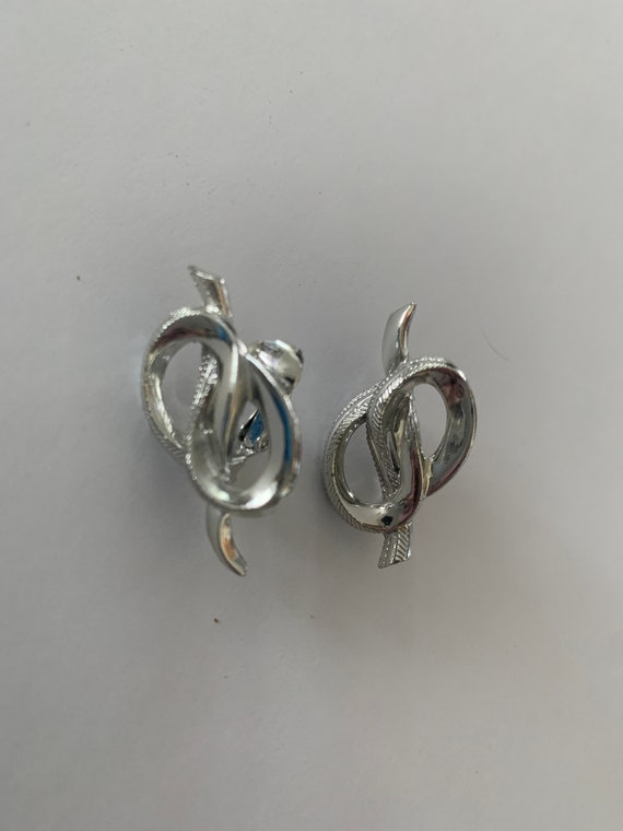 Coro Silvertone Clip On Earrings Two Pairs - image 3