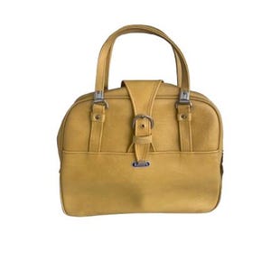 1970s Yellow Vinyl Weekender Luggage Vintage Travel Case