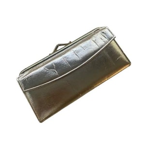 Cartera dorada plegable con cierre de beso, estilo vintage de los años 60, estilo Baronet, de mediados de siglo