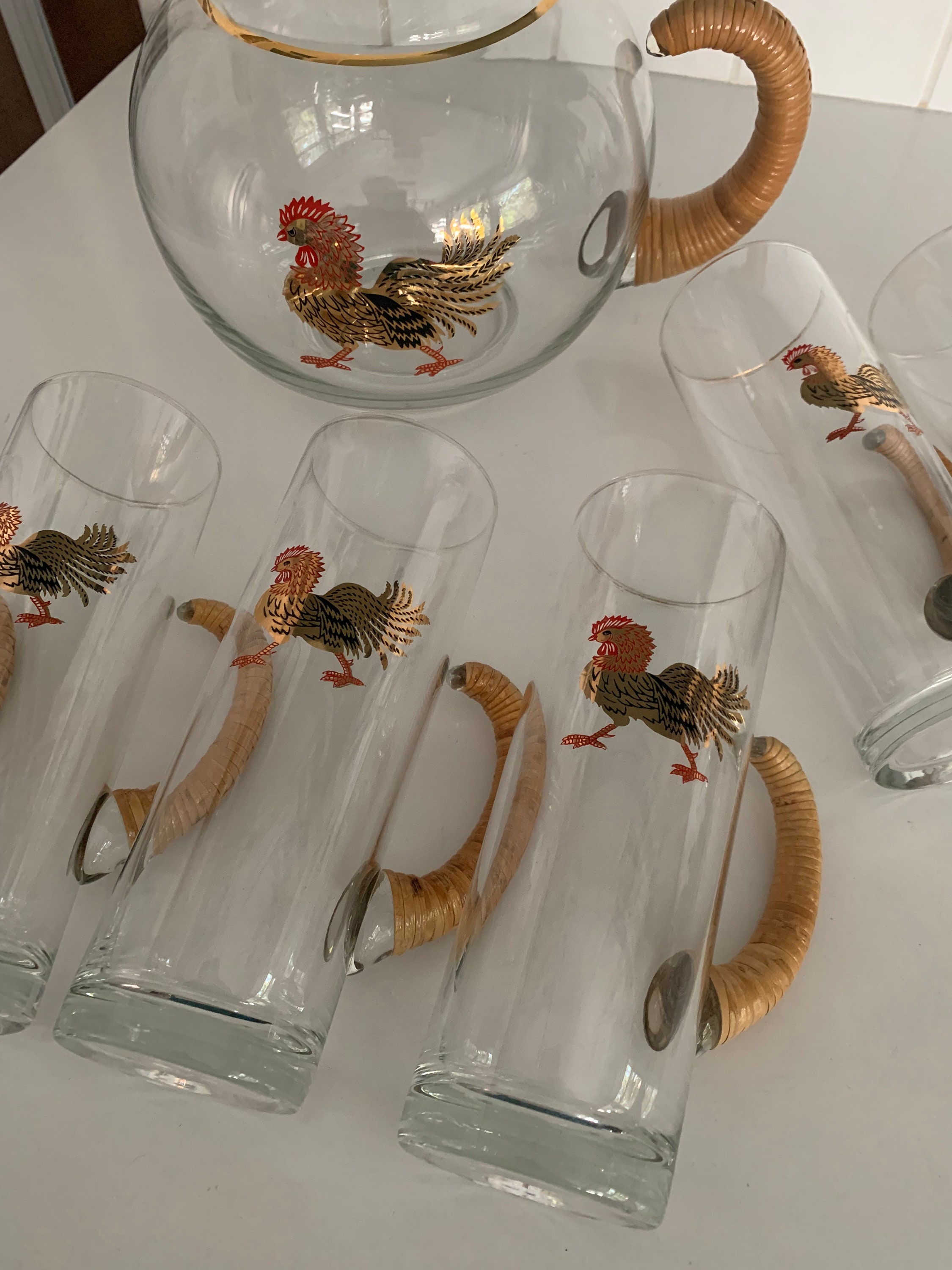 ミッドセンチュリー ルースター ガラス ピッチャー ドリンク セット