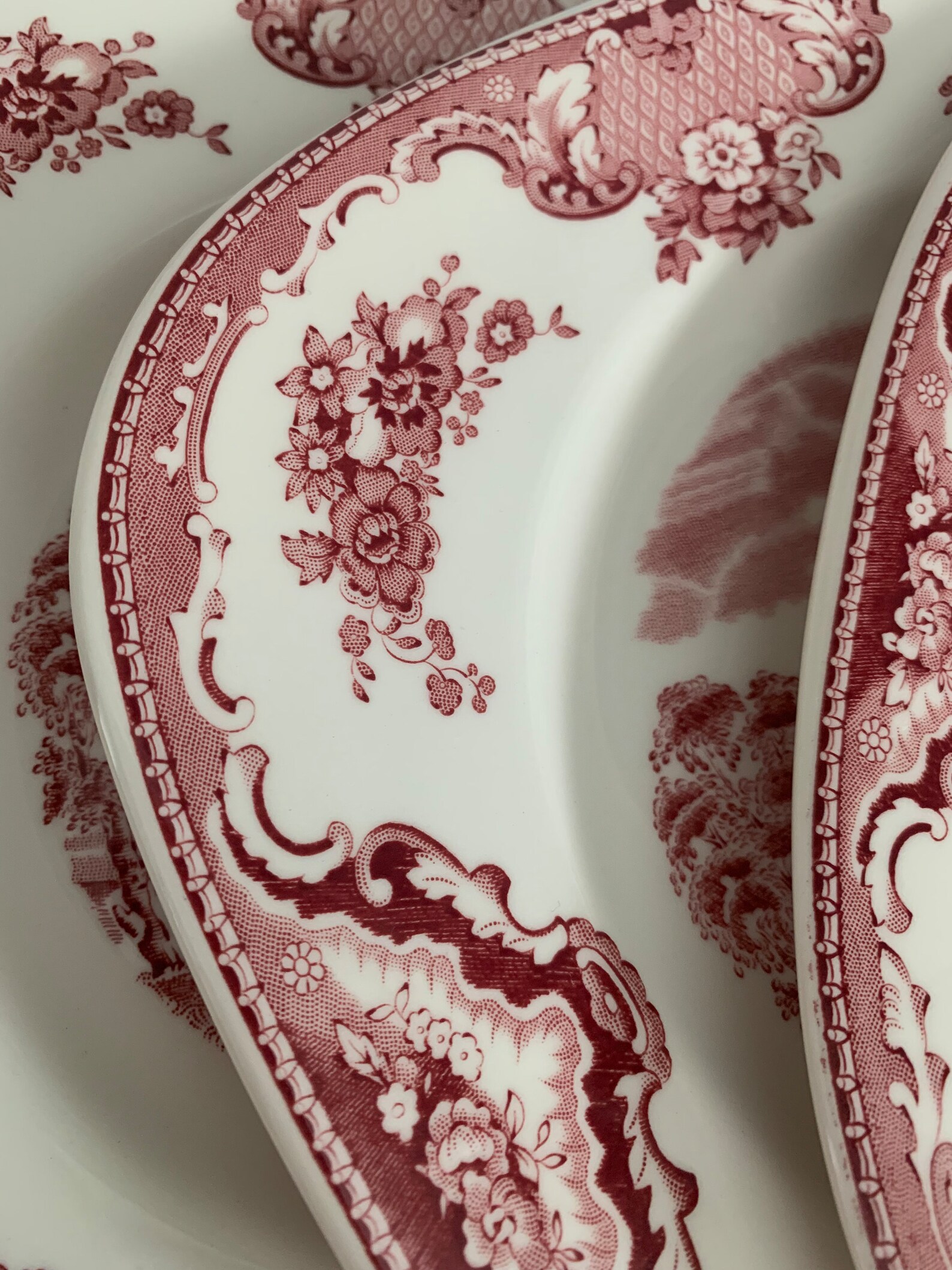Johnson Bros Pink Transferware Plates Set of Four // Ragland Etsy
