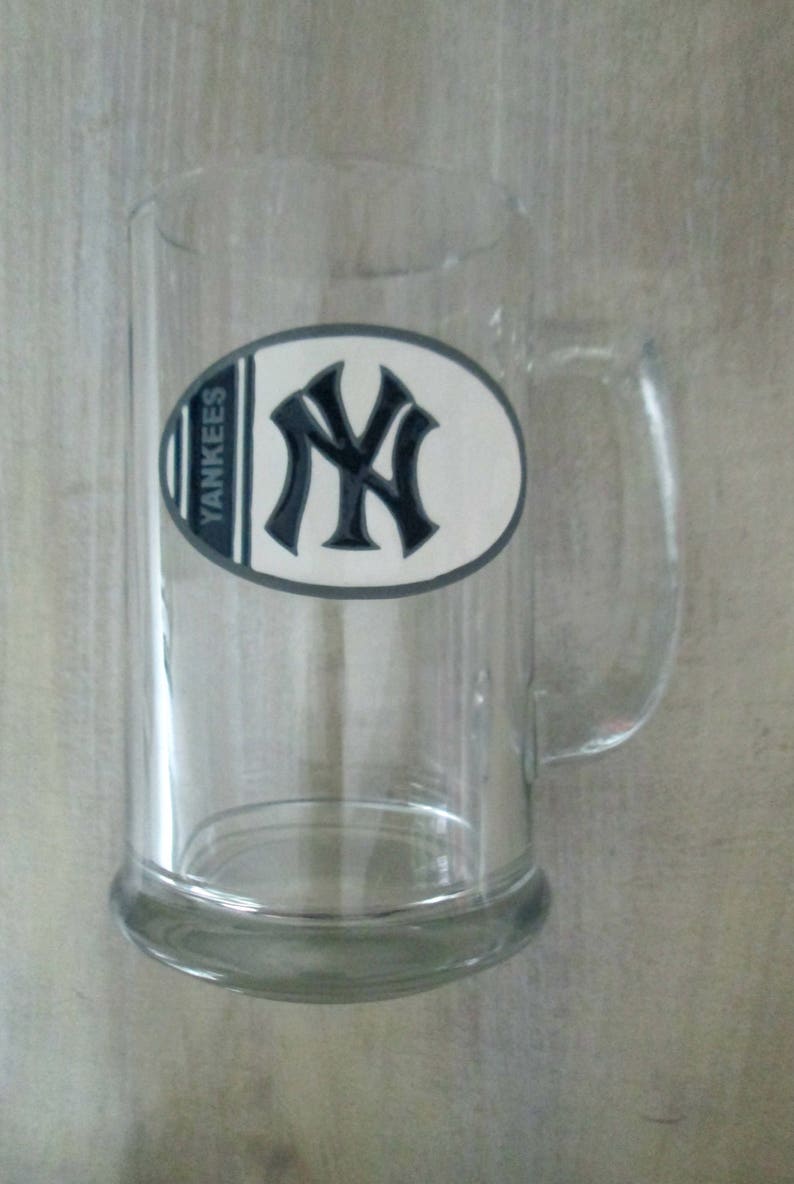 New York Yankees Beer Glass Mug Engraved Name Mike Vintage Etsy