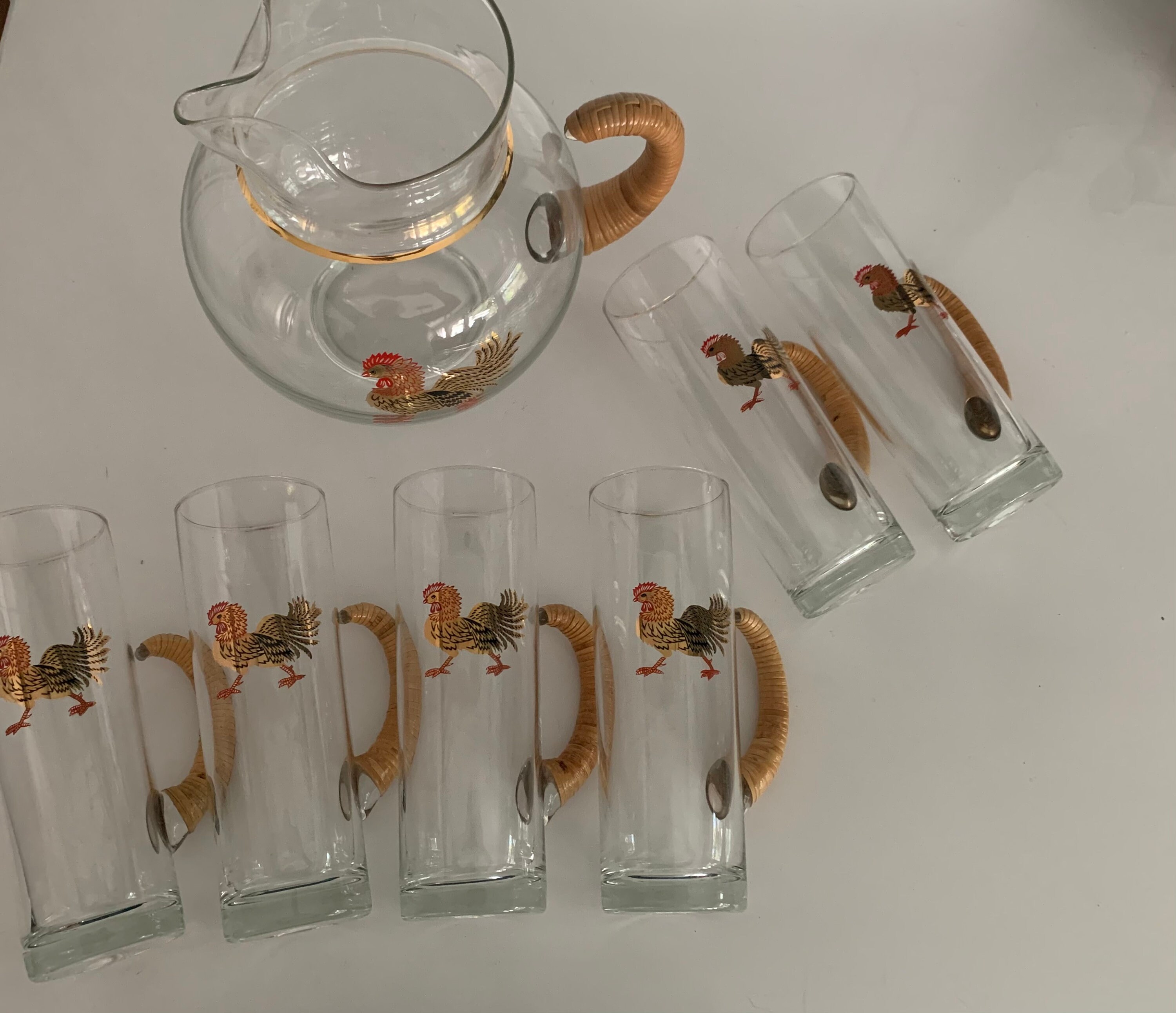 ミッドセンチュリー ルースター ガラス ピッチャー ドリンク セット