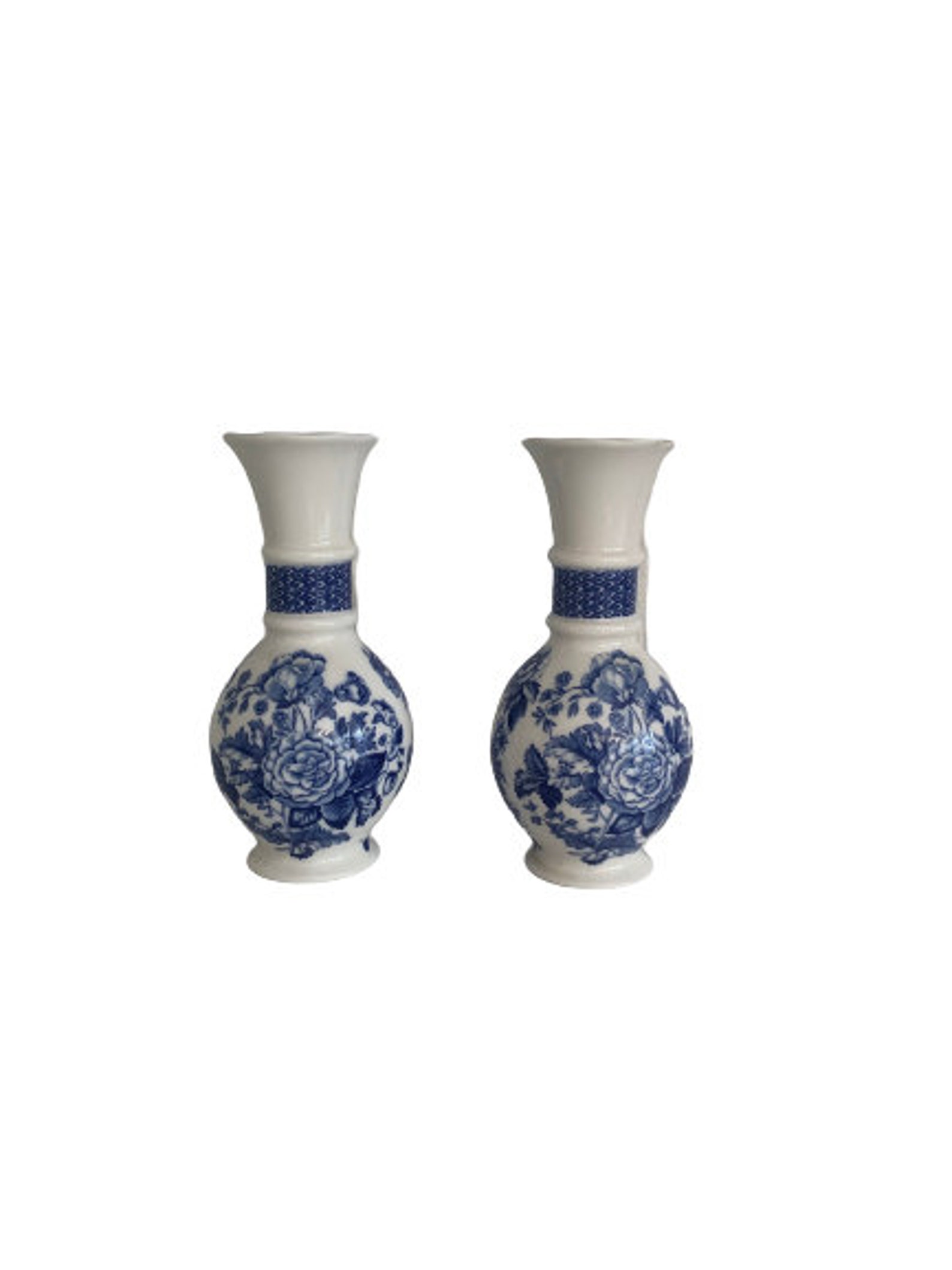 Spode Blue and White Vases Set of 2 // Contemporary Vintage Etsy