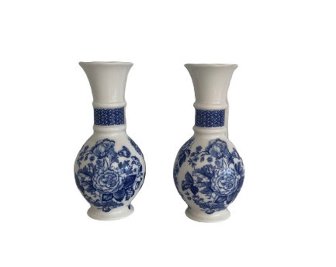 Spode Blue and White Vases Set of 2 // Contemporary Vintage Etsy
