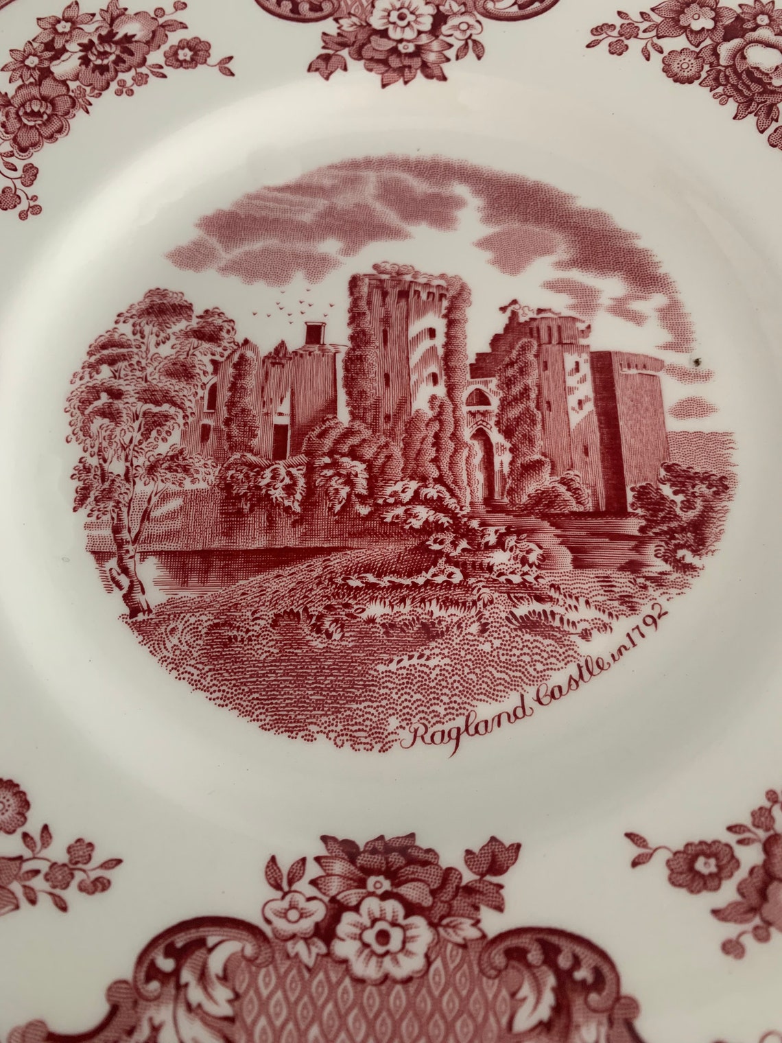 Johnson Bros Pink Transferware Plates Set of Four // Ragland Etsy