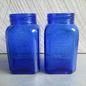 Cobalt Blue Salt & Pepper Shakers Repurpose Glass Storage Jars Planter Vase