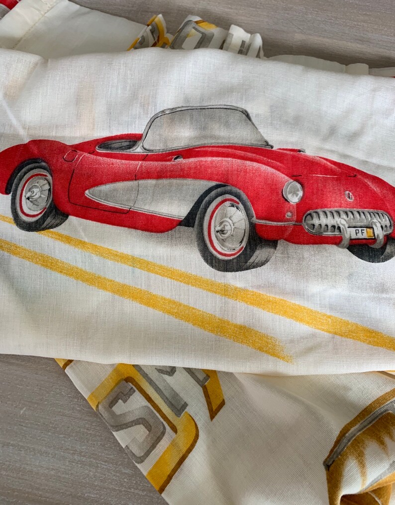 Classic Vintage Cars Curtain Drapes Set of 4 Panels 1960s Etsy
