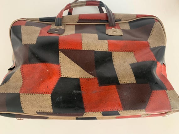 Vinyl Patchwork Duffel Bag Overnight Luggage - image 2
