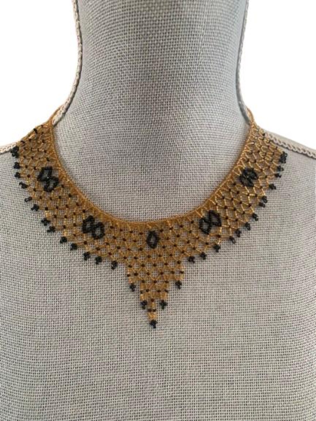 Black & Gold Seed Bead Collar Choker - Etsy