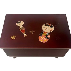 Lacquer Wood Japanese Music Jewelry Box