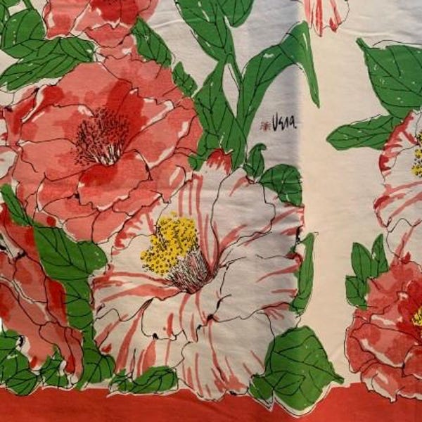 Rideau de douche Vera Neumann en mélange de coton et fleurs d'hibiscus