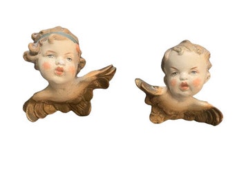 Chalkware Wall Winged Cherubs Angels