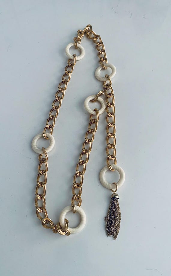 Lucite Rings Gold Chain Tassel Belt - image 10