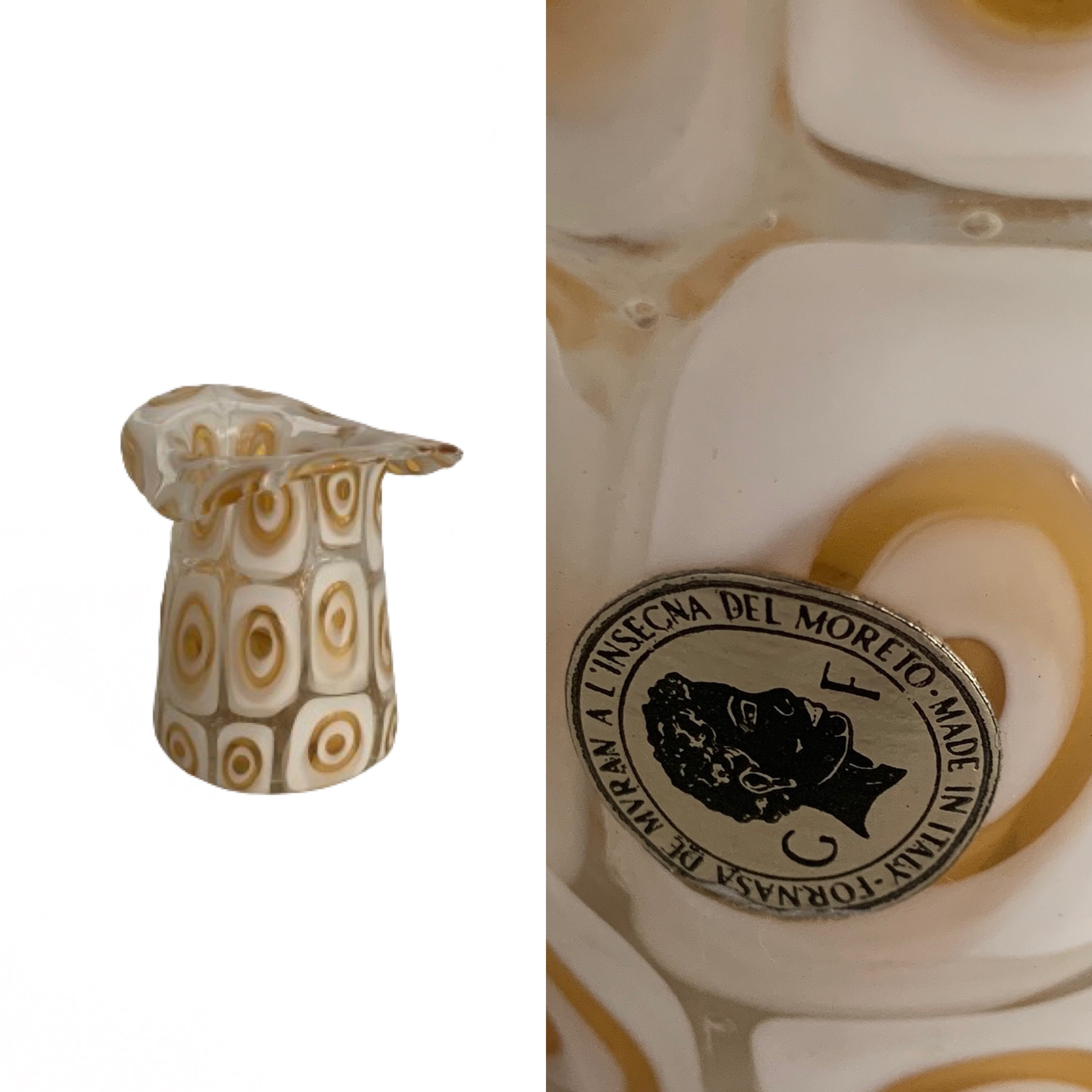 Murano Millefiore Honeycomb Glass Hat // Vintage Italian 